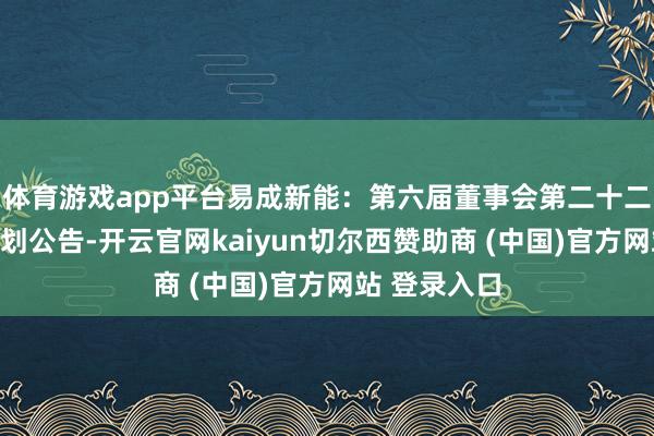 体育游戏app平台易成新能：第六届董事会第二十二次会议有策划公告-开云官网kaiyun切尔西赞助商 (中国)官方网站 登录入口