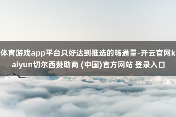 体育游戏app平台只好达到推选的畅通量-开云官网kaiyun切尔西赞助商 (中国)官方网站 登录入口